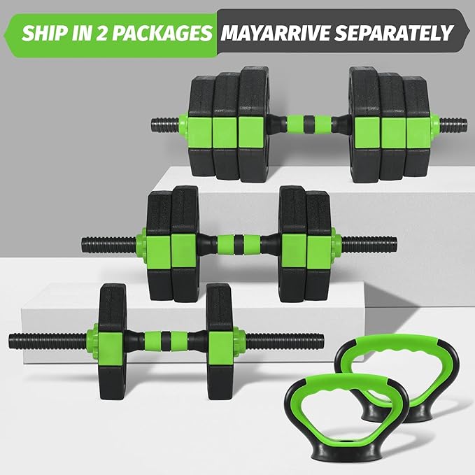 Adjustable Weight Set 44/88Lbs, 4-in-1 Dumbbell Set and Barbell Weight Set for Home Gym, Converts to Kettlebell & Push-Up Stand, Free Weights Dumbbells Set for Men & Women Full Body Workout