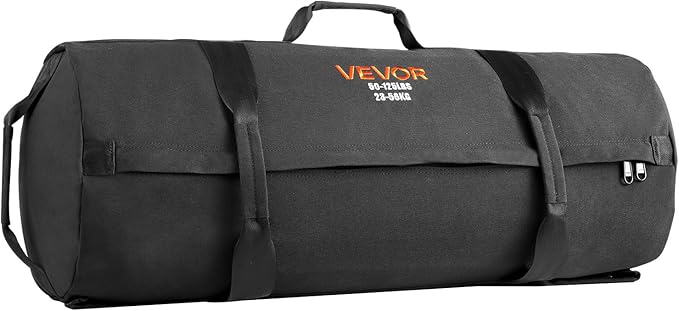 VEVOR Workout Sandbag, Heavy Duty Workout Power Bags with Handles, Slam Bag for Fitness Strength Weight Training Cross-Training, Home Gym Exercise, Black (Unfilled)