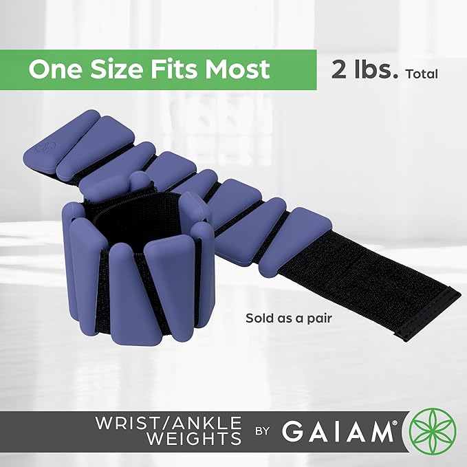 Gaiam Wrist and Ankle Weights, Wearable Bracelet to Strengthen, Tone & Sculpt, Adjustable Ankle Weights for Women & Men for Yoga, Dance, Pilates, Barre, Cardio, Home & Gym Use