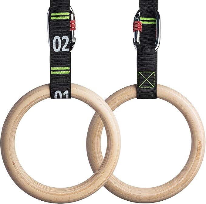 Gymnastic Rings with Adjustable Straps, 1.1" Olympic Rings, Calisthenics Rings Equipment, Gym Rings with Straps for Home Workout, Outdoor Exercise Rings, Crossfit Pull Up Row Dip Ring Training