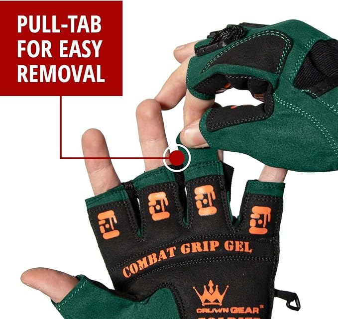 Crown Gear Weightlifting Gloves for Crossfit Workout Training - Fitness Gym Bodybuilding Gloves for Men or Women - Best for Heavy Weight Lifting Exercise Integrated Full Wrist Support Wraps