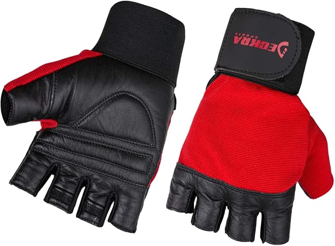 Deckra Weight Lifting Gloves Genuine Leather Padded Palm Gym Workout Fitness Gloves Built in Wrist Support Long Velcro