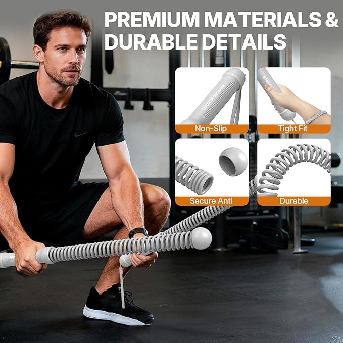 POWER GUIDENCE 2pcs Ropeless Battle Ropes for Home Gym, Portable Battle Ropes for HIIT Workouts, Small Space, Travel & Apartment Training Equipment for Men & Women