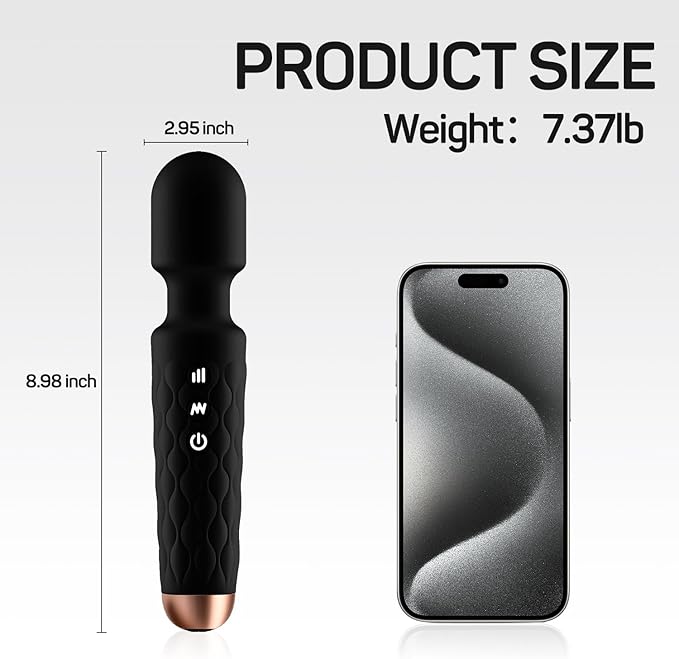 Personal Massager - 4H Max Runtime & Ultra-Quiet - Waterproof - 20 Modes 8 Speeds for Deep Tissue Back Massage, Post-Workout Recovery and Neck Muscle Relaxation(Black)
