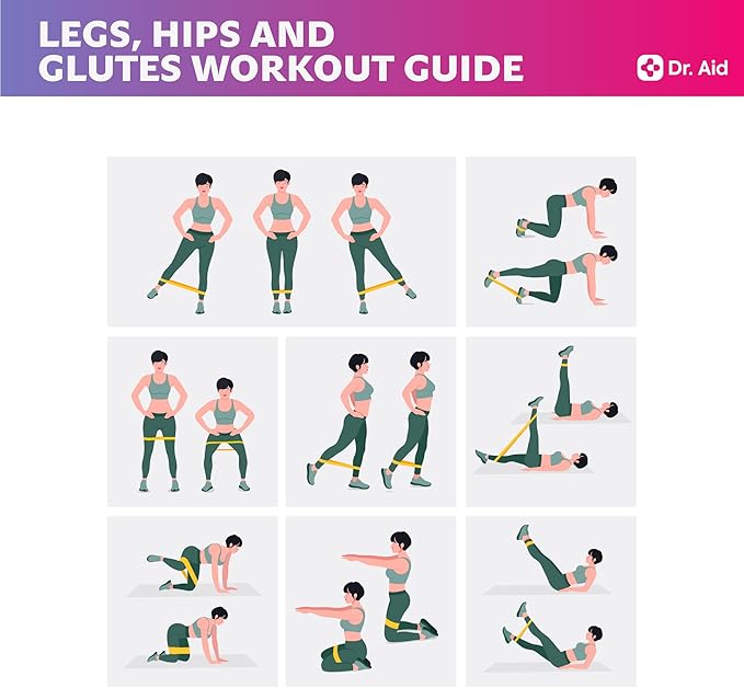 Dr. Aid Fabric Resistance Bands for Women & Men – 4 Booty Bands Set (2 Sizes, 2 Tension Levels) – Non-Slip, Non-Curl, Tear-Resistant, Extra Stretchy Workout Bands for Legs, Hips, Glutes & Butt