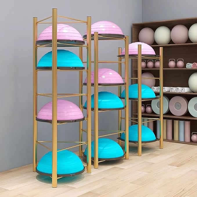 Commercial Gym Exercise Ball Holder Half Ball Balance Trainer Holder 5/6 Layer Stability Balls Organizer, Workout Equipment Shelf