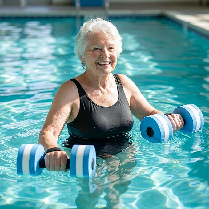 Aquatic Exercise Dumbell Set of 2 - Water Aerobic Exercise Foam Dumbbells Pool Resistance Fitness Equipment for Weight Loss