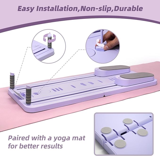 Pilates Reformer Board, Foldable Pilates Reformer Kit,Portable Pilates Machine for Women Girls,All-in-1 Multi-Purpose Abs Core Pilates Equipment Workout for Home Office Indoor