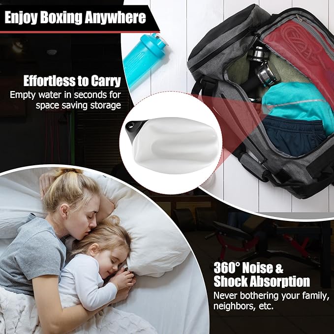 GYMAX Punching Bag, Water Aqua Bag w/Water Injector & Hanging Accessories, Folding Heavy Duty Boxing Bag for Home Gym, Boxing Training Equipment for Adults