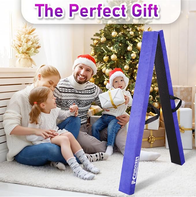 8FT Folding Balance Beam -Gymnastics Floor Beam -Gymnastics Equipment for Kids,Wood core- Anti-Slip Bottom and Carrying Bag for Home