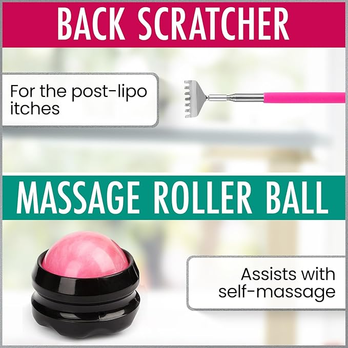 Lipo Surgery Recovery Kit (21 Piece Set) - Liposuction Recovery Supplies Post Surgery Care | 360 Massage Roller, ABD Pads, Lipo Foam, Scar Tape, Bromelain Arnica Teas & More