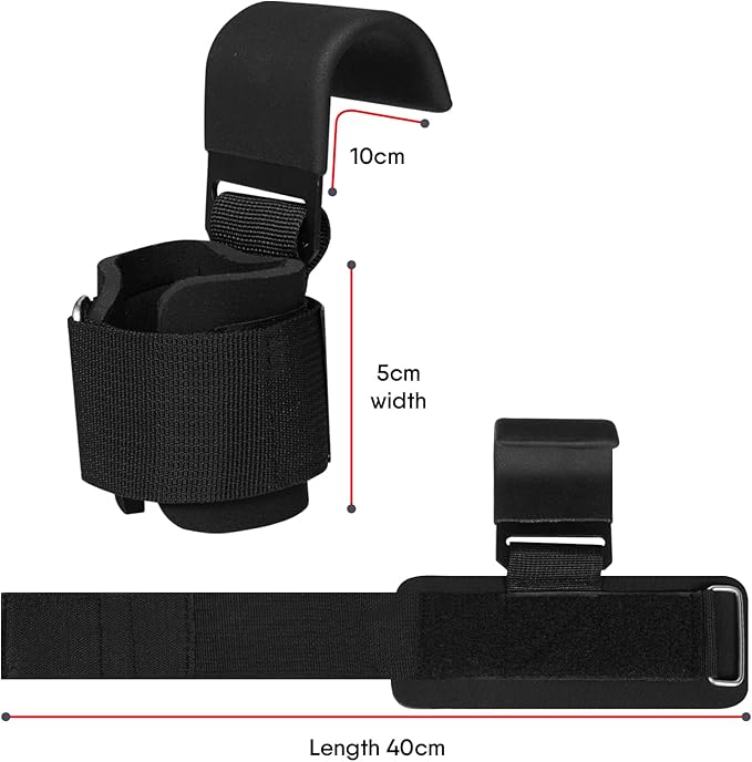 Weight Lifting Hooks, Non-Slip Rubber Coated Grips, 7mm Neoprene Wrist Support Padding, Power Lifting Barbell Rows Dead Lifts Chin Pull Up Fitness Strength Training Straps Gym Workout Straps