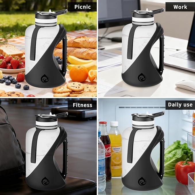 2 Liter Water Bottles ,Bpa-Free,Leakproof,Dishwasher Safe Design,Big Water Bottle with No-Slip Handle for Gym,Sports,Outdoor