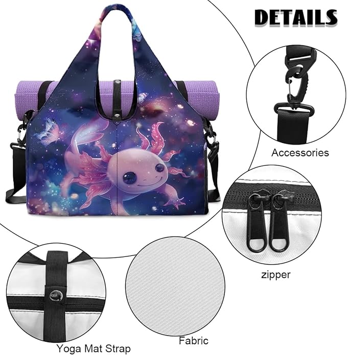 Gym Bag with Yoga Mat Holder Large Tote Bag With Multi Pockets for Women Men Dry Wet Separated Pocket Carryall Yoga Tote Bag for Pilates Travel Workout Office