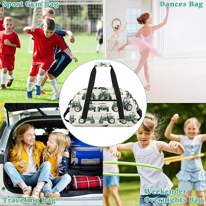 Tractor Truck Kids Duffel Bag for Boys, Sports Gym Bag Overnight Travel Weekender Bag Lightweight Carry On Sleepovers Bag for School Practice Gymnastics