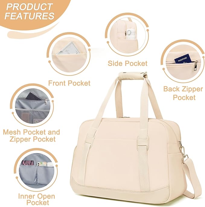 Sports Gym Bag for Women, Travel Duffle Bag with Shoe Compartment & Wet Pocket, Fitness Yoga Bag