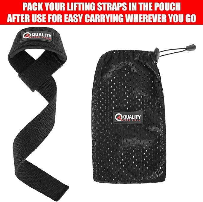 QTF Lifting Wrist Straps for Weightlifting, Gym Wrist Wraps Padded Wrist Support Wraps, Bodybuilding, Powerlifting, Deadlifting and Secure Grip