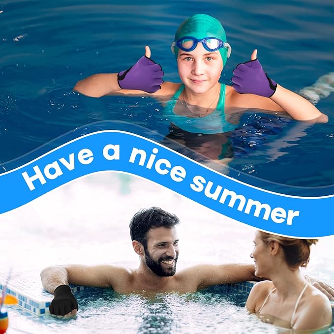 Junkin 6 Pairs Swimming Aquatic Gloves Webbed Swim Gloves Training Fitness Water Resistance Gloves Swim Gloves Nylon Gloves for Swimming Diving Water Aquatic Fitness Exercise