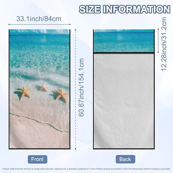 Bulopur Beach Starfish Car Seat Towel Cover After Gym Workout Beach Swimming Sweating Car Seat Cover Fits for Car SUV Sedan Truck Front Seats