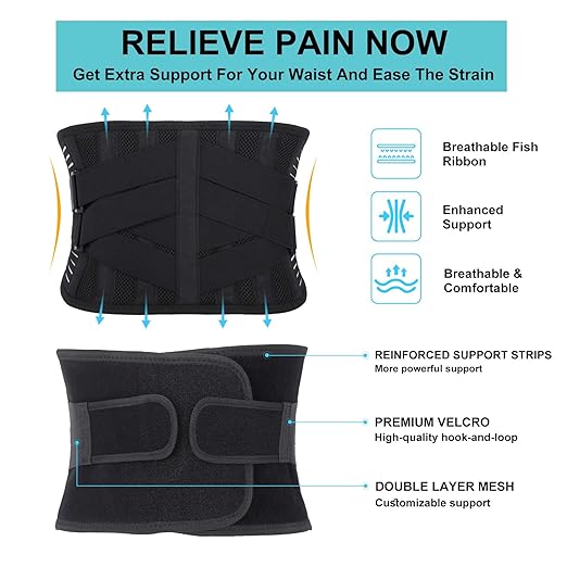 Back Brace for Lower Back Pain Relief, Anti-skid Lumbar Support Belt With Mesh for Women Men, Adjustable Lumbar Support Brace for Sciatica, Scoliosis, Body Shape Waist Trainer for Heavy Lifting, Gym, Workouts (S)