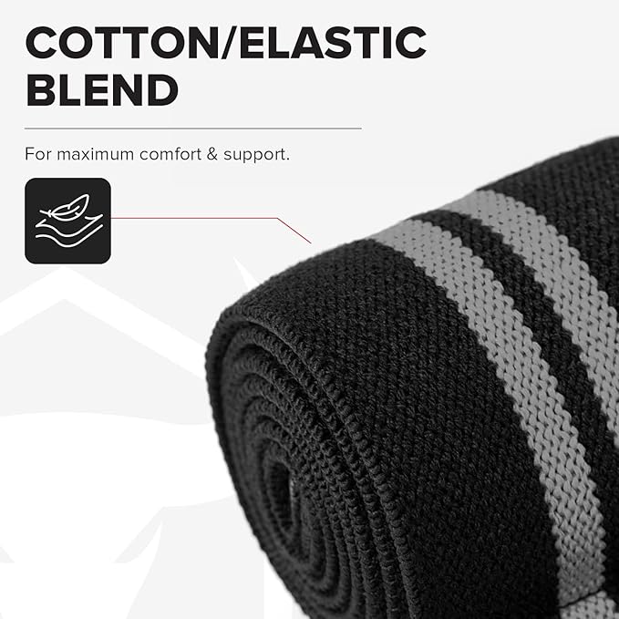 Elbow Wraps for Weightlifting (1 Pair) - 50" Elastic Elbow Braces for Weight Lifting - Elbow Support for Bench Press, Powerlifting, Fitness, & Gym Workout - Gym Elbow Straps Weightlifting - Elbow Compression Strap Brace