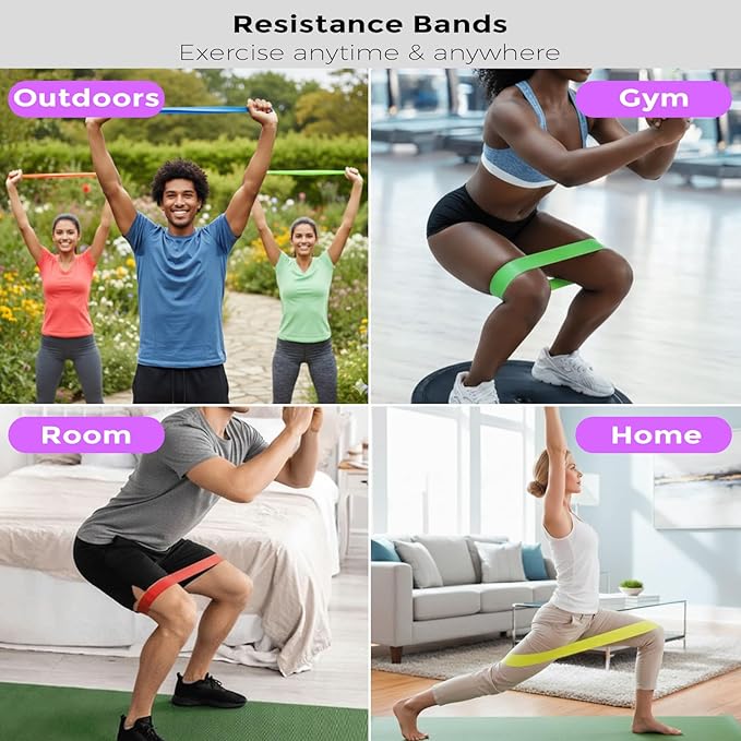 Resistance Bands for Working Out Exercise Loop Bands Workout Bands Set for Men Women Body Stretching, Pilates Yoga Physical Therapy, Leg Glute Arm Exercise Kit, Set of 5
