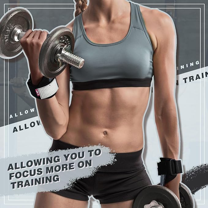 Lifting Wrist Straps Weight Lifting Grips with Cushion Wrist Loop Gym Workout Straps Double Layer Leather with Storage Pouch for Women and Men Deadlift Powerlifting Pull Up