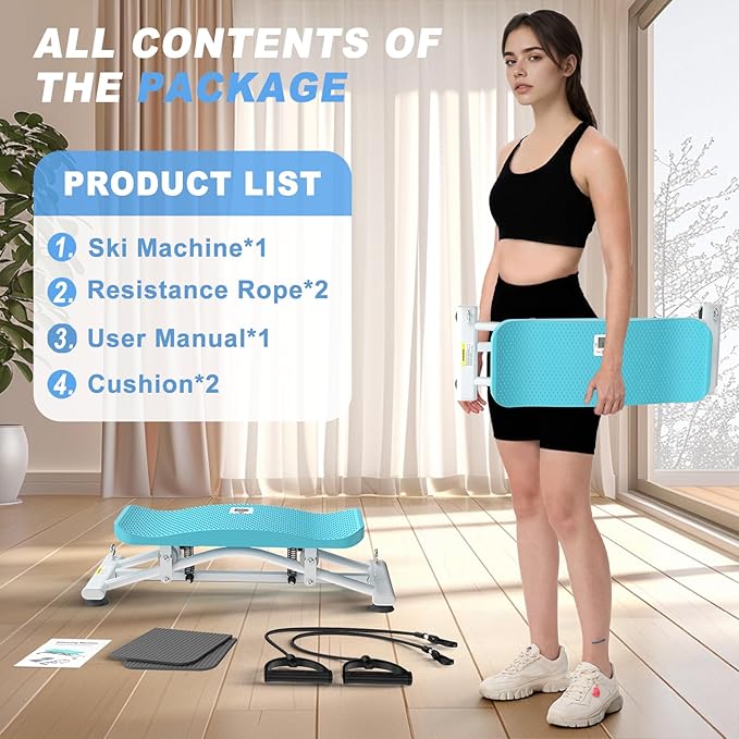 Balancing Machine for Full Body Workout,Simulated Ski Full Body Cardio Workout Equipment,Sliding Ski Simulator with Resistance Bands,Portable Twist Balance Trainer Featuring LCD Display