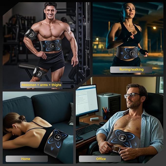 Ab Stimulator Muscle Toner, Abs Stimulator Abdominal Massage Belt with Heating for Lose Belly Fat & Cellulite Melting & Stomach Smooth & Firming, Lower Back Massager for Pain Relief Women Men Gifts