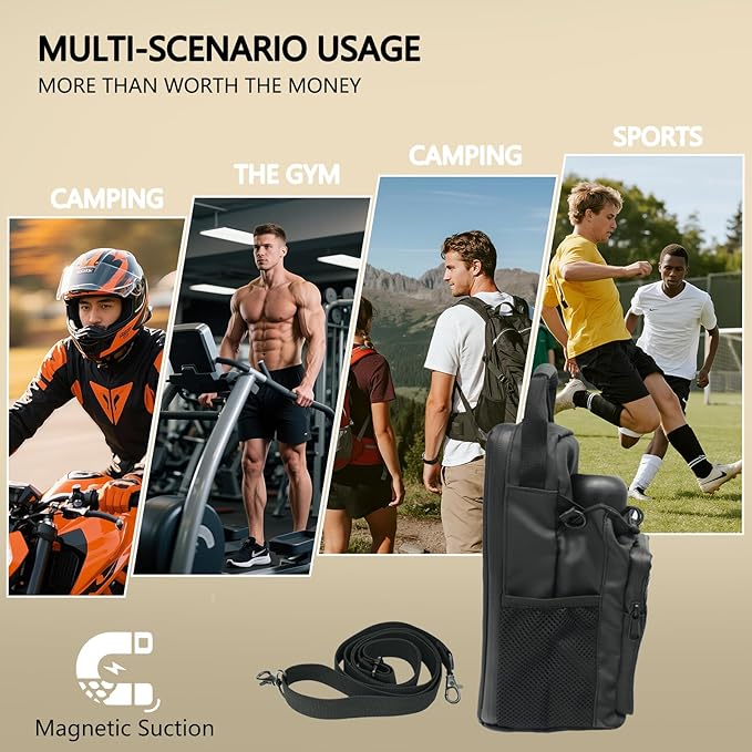 Magnetic Gym Bag for Men & Women - Adjustable Strap,Small Gym Bag,Magnetic Large Water Bottle Holder - Ideal for Fitness, Travel & Sports