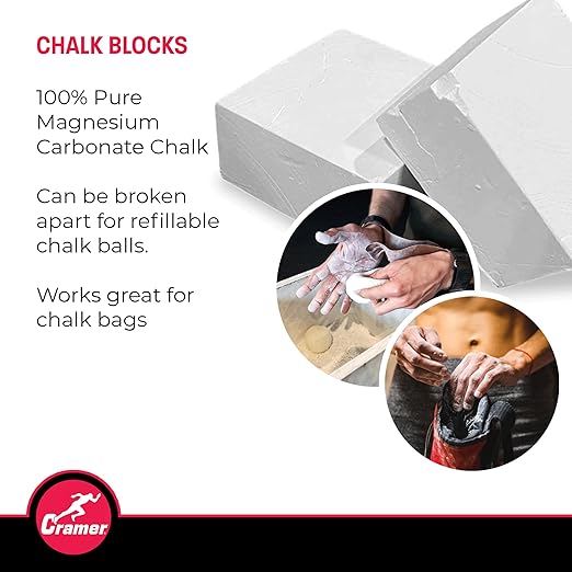 Cramer Gym Chalk Block, 8-Pack of 2 oz, Magnesium Carbonate for Powerlifting, Rock Climbing, Gymnastics, Crossfit, Weightlifting & Bouldering, Use in Chalk Balls & Bags, Superior Grip, 1lb Total