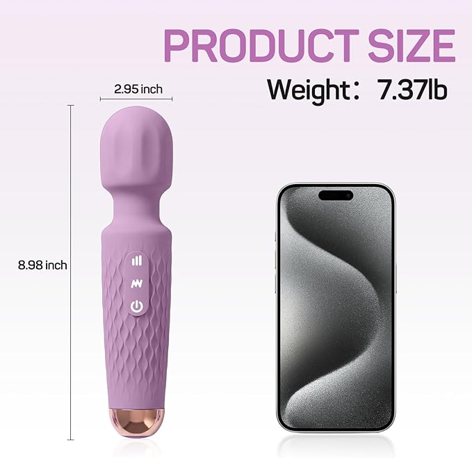 Personal Massager - 4H Runtime & Ultra-Quiet - Waterproof - 20 Modes 8 Speeds for Deep Tissue Back Massage, Post-Workout Recovery and Neck Muscle Relaxation(LX-Purple)