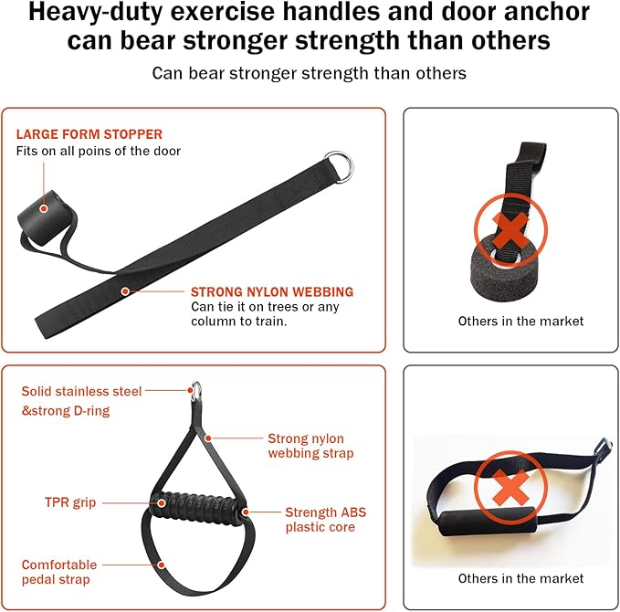 DASKING Portable Home Gym Resistance Band Set With8 Anti-Break Bands, Detachable 500LBS Pilates Bar, Full Body Workout Equipment w/Ankle Straps & Door Anchor