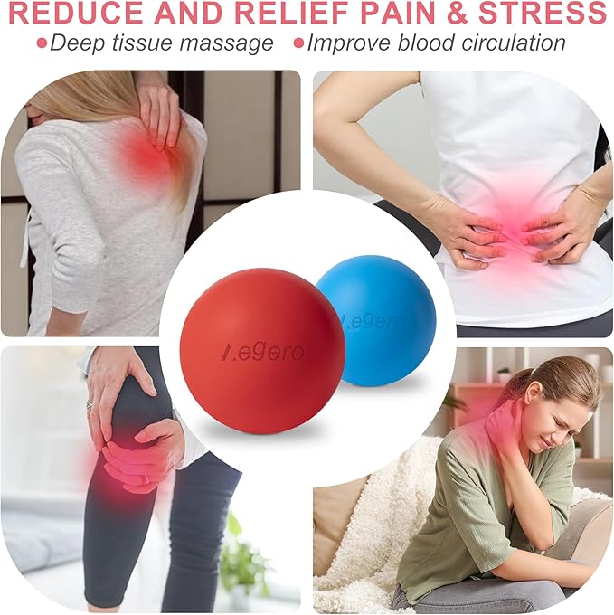 Massage Lacrosse Balls for Myofascial Release,Yoga Deep Tissue Massage,Trigger Point Therapy and Foot Plantar Fasciitis,Muscle Soreness Massager Ball (2Pack, Blue)