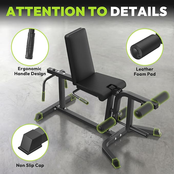 Leg Extension and Curl Machine, Adjustable Leg Curl Machine with Weight Plates Set, Seated Leg Extension and Lying Curl Machine for Lower Body Workouts, Leg Workout Equipment for Home Gym