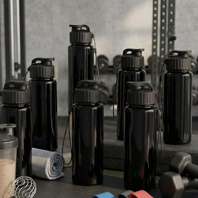 Mifoci 72 Pieces Water Bottle Bulk 17 oz Plastic Water Bottles Bulk Gym Sports Adults Reusable Large Bottles with Leak Proof Flip Top for Party Outdoor (Black)