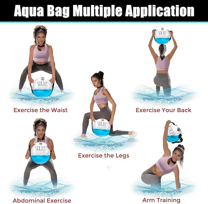 Solim Water Weights Aqua Bag Ball Shape, Sandbag Alternative for Strength Training, Portable Stability Fitness Equipment, Ultimate Core & Balance Trainer for Home Gym