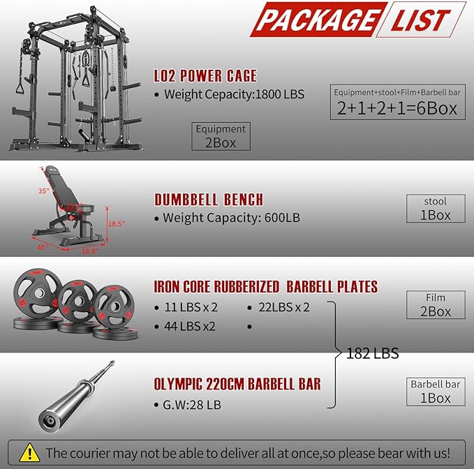 Power Rack Power Cage Multi-Function Squat Rack with Cable Crossover System Selectable More Training Attachment Power Rack for Garage & Home Gym