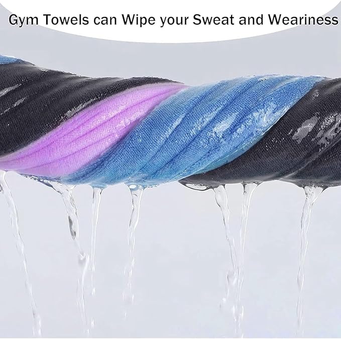 Gym Towels Microfiber Super Soft Towel for Yoga Fitness, Sports, Workout, Quick-Drying Cycling Towels(14x29inches, Grey+Blue+Purple)