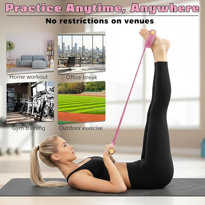 Multifunctional Pedal Resistance Band with Handle, 6 Tube Pedal Ankle Puller,Pedal Resistance Trainer with Figure 8 for Strength Training, Waist, Arm, Leg Slimming, Home Gym Exercise Equipment