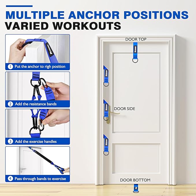 Home Gym Workout Equipment, Heavy Resistance Bands with Handles, Door Anchor, Tricep Rope Pull Down Attachment for Triceps, Biceps, Arms,Chest,Back Exercise, Best Replacement for Cable Machines