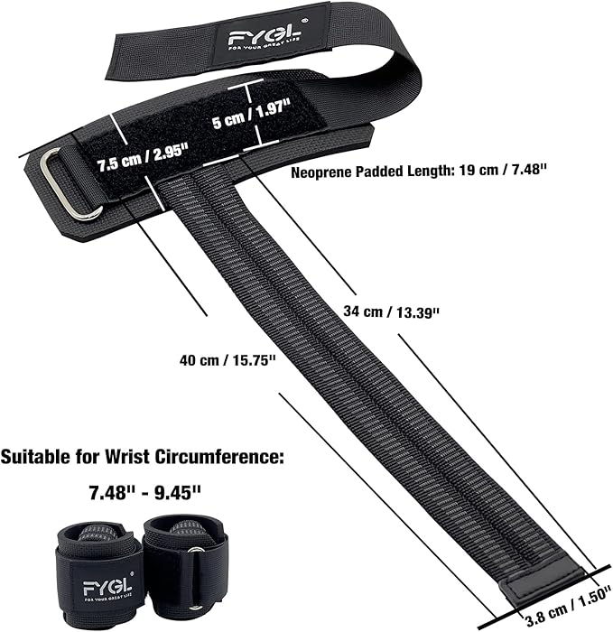 Weight-Lifting-Straps - Neoprene Padded Wrist Support with Nylon Dura Grip, Wrist Wraps for Weightlifting, Powerlifting, Deadlift & Strength Training