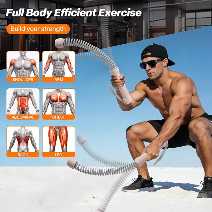 Ropeless Battle Ropes for Home Gym - Portable Cordless Training Rope Fitness Equipment for Men & Women, Weighted Workout Ropes for HIIT, Home and Travel Exercise Equipment