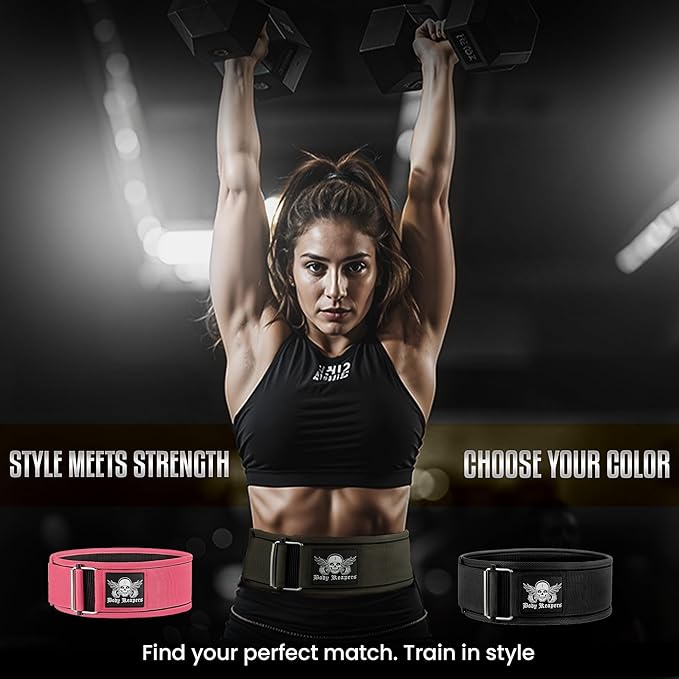 Body Reapers Weight Lifting Belt For Men & Women; Auto Lock Metal Buckle Deadlift Belt & Workout Belt For Men, Adjustable Gym Belt, Weightlifting Belt for Powerlifting, Squats, & Training
