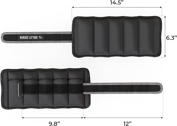Nordic Lifting Adjustable Ankle Weights for Women & Men – 1 Pair (2–10 lbs) Wrist, Arm & Leg Weights for Gym, Yoga & Home Workouts – Secure Fit Strap Design – Durable Fitness Training Equipment