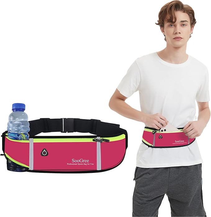 Fanny Packs, Running Belt Pack, Waist Pack Bag for Men and Women, Lightweight Runners Water Bottle Belt Bag, Phone Holder Money Belt for Traveling Hiking Cycling Walking