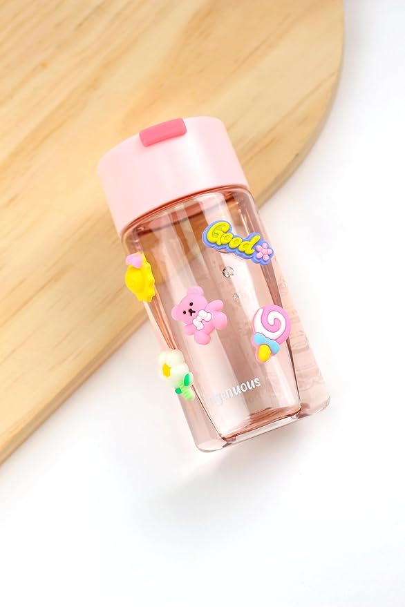 9 oz Tritan Colored Water Bottle,Infuser Small Water Bottle,Lightweight,Resuable,Leak Proof,Wide Opening,Cute and Clear(Light Pink)