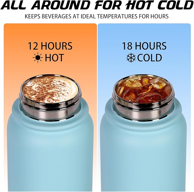 Stainless Steel Water Bottle 600ml(20oz) Insulated Water Bottle, Double Wall Stainless Steel Vacuum Bottle for Sports, Gym or Office (Blue Pink)