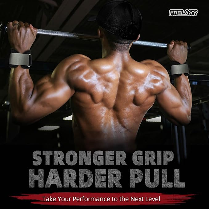 Frelaxy Lifting Wrist Straps, Rubber Weight Lifting Grips with Non-Slip Palm & Wrist Wraps Support for Deadlifts, Pull Ups, Rows, Heavy Powerlifting, Lat Pulldowns