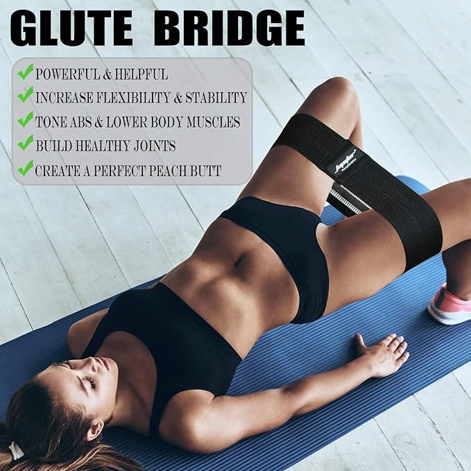 Resistance Bands for Legs and Butt, Exercise Bands Booty Bands Hip Bands Wide Workout Bands Sports for Squat Glute Hip Training (Set of 3)